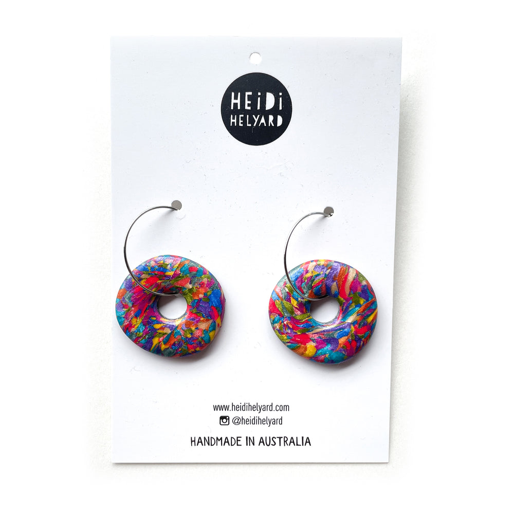 Rainbow Scrap Donut Hoop Earrings