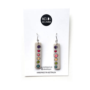 Rainbow Dots Rectangle Hook Earrings