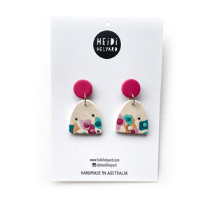 Quilted Garden Half Oval Earrings
