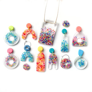 Rainbow Trapped Scraps MATTE Handcut Arch Earrings