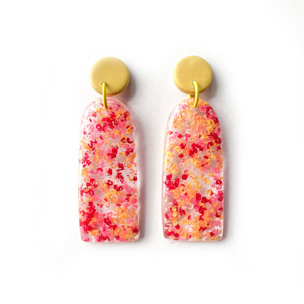 Rainbow Trapped Scraps GLOSS Mega Arch Earrings