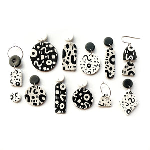 OG Monochrome Medium Circle Granite Earrings