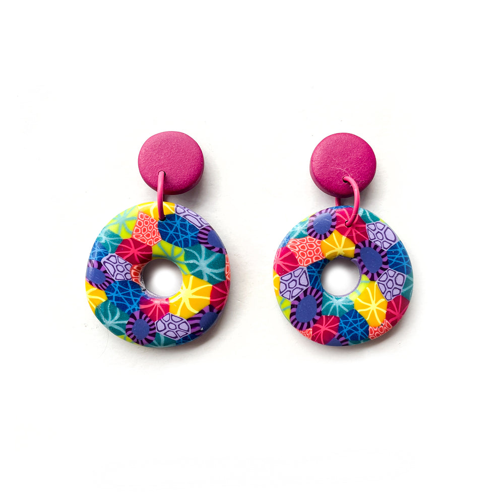 
            
                Load image into Gallery viewer, Rainbow Moulded Collage Donut Earrings
            
        