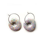 Flecked Silver Moulded Donut Hoop Earrings