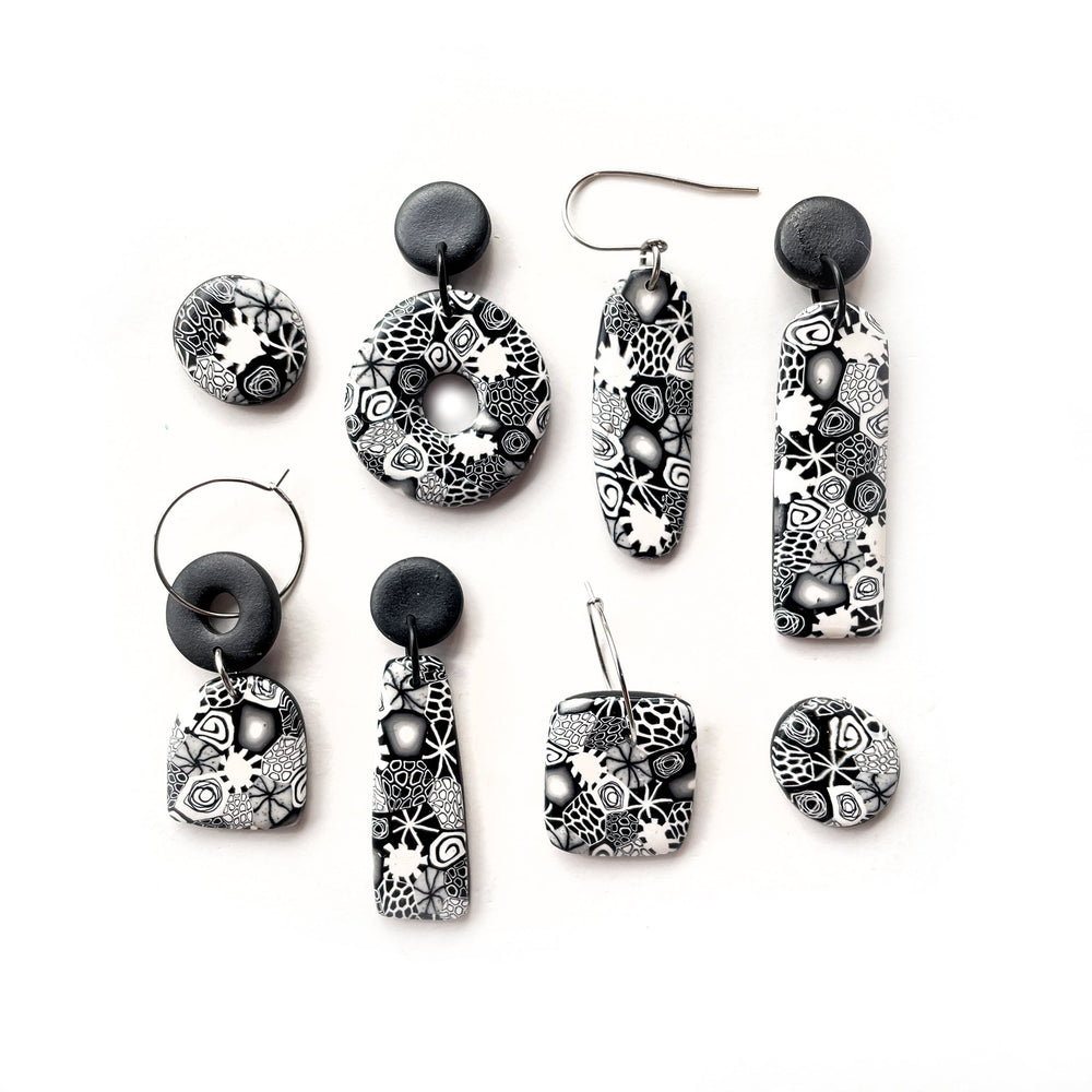 Monochrome Moulded Collage Arch Hoop Earrings