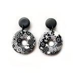 Monochrome Moulded Collage Donut Earrings