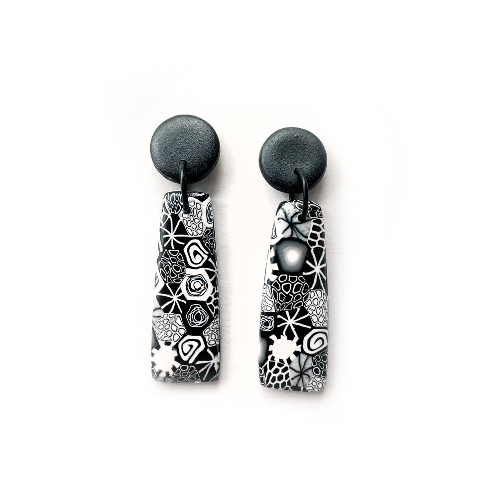 Monochrome Moulded Collage Handcut Earrings