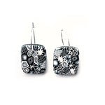 Monochrome Moulded Collage Rectangle Hoop Earrings