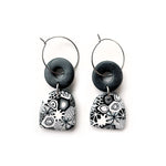 Monochrome Moulded Collage Arch Hoop Earrings