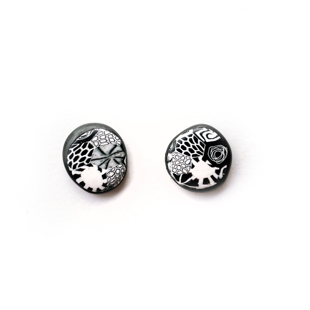 Monochrome Moulded Collage Stud Earrings