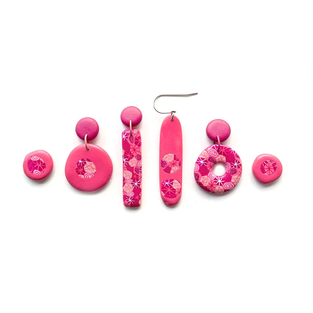 
            
                Load image into Gallery viewer, Pink Moulded Collage Stud Earrings
            
        