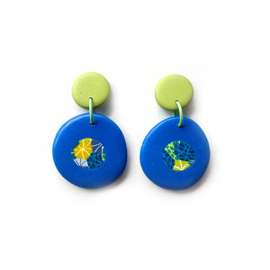 
            
                Load image into Gallery viewer, Blue Green Moulded Collage Circle Earrings
            
        