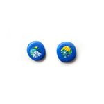 Blue Green Moulded Collage Stud Earrings