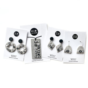 Granite Monochrome Canes Diamond Earrings