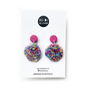 Rainbow Trapped Scraps GLOSS Octagon Earrings
