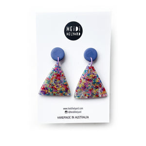 Rainbow Trapped Scraps GLOSS Triangle Earrings