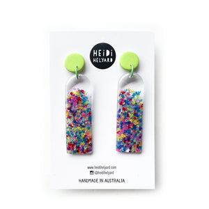 
            
                Load image into Gallery viewer, Rainbow Trapped Scraps GLOSS Mega Arch Earrings
            
        