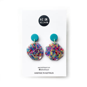Rainbow Trapped Scraps GLOSS Octagon Earrings