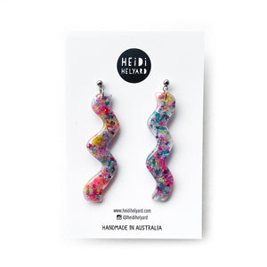 Rainbow Trapped Scraps GLOSS Squiggle Earrings