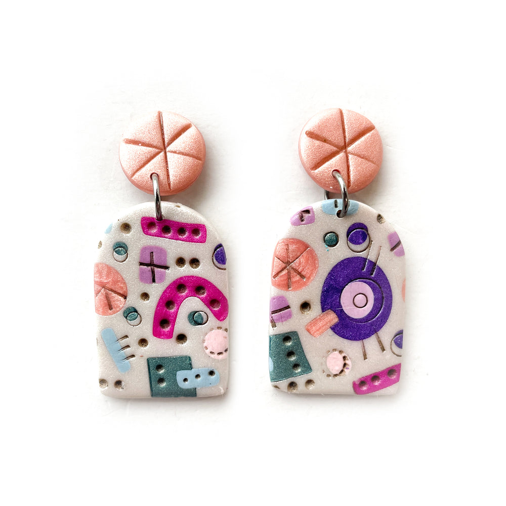 Pink and Purple Party Arch Earrings