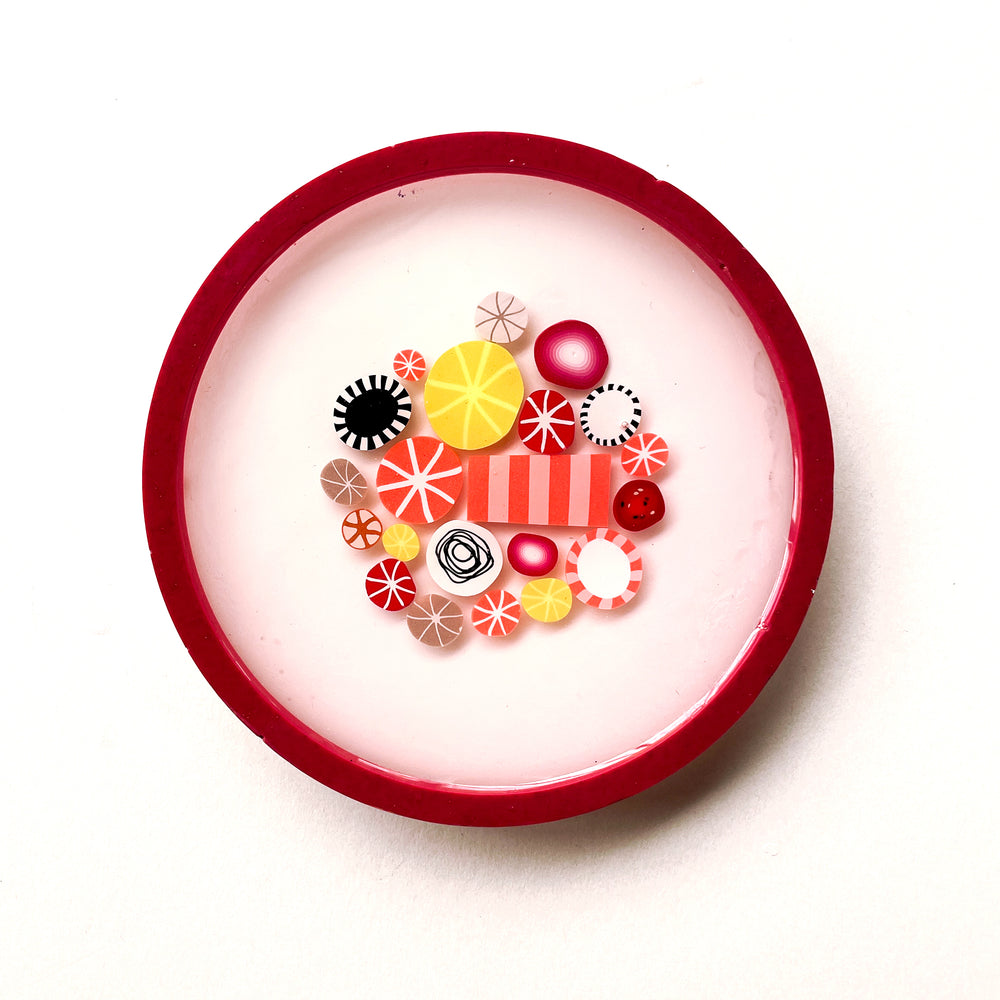 Large Rock Candy Round Coaster - Red Coral (C)
