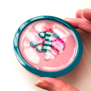Small Rock Candy Round Coaster -  Pink Teal