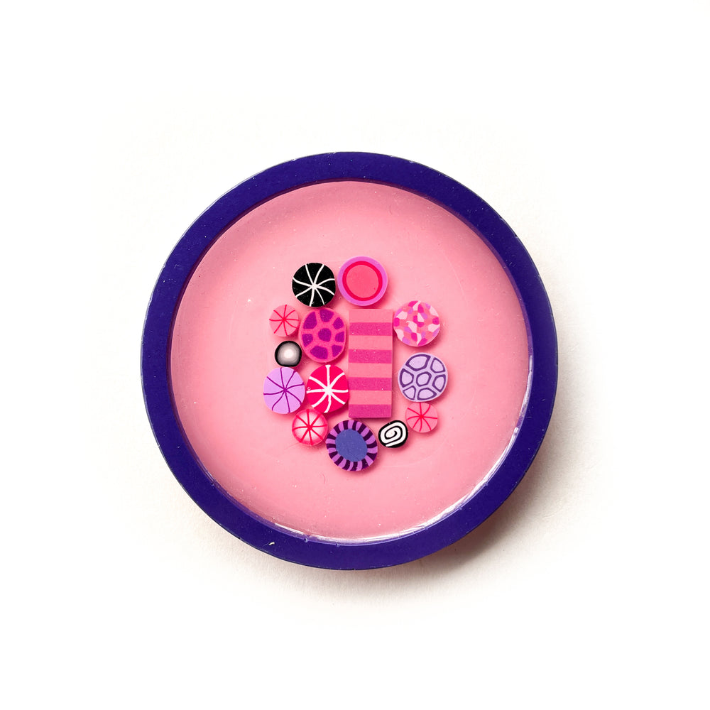 Small Rock Candy Round Coaster - Purple Pink (C)