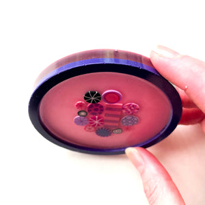 Small Rock Candy Round Coaster - Purple Pink (C)