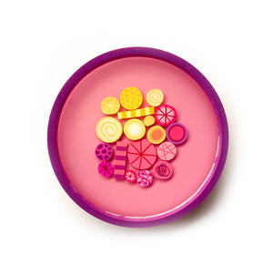 Large Rock Candy Round Coaster - Pink Yellow (B)