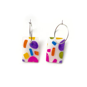 Stained Glass Rectangle Hoop Earrings