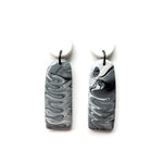 Black & White Marbled GLOSS Small Arch Earrings