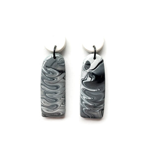 
            
                Load image into Gallery viewer, Black &amp;amp; White Marbled GLOSS Small Arch Earrings
            
        