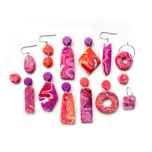 
            
                Load image into Gallery viewer, Cotton Candy Marbled GLOSS Square Hoop Earrings
            
        