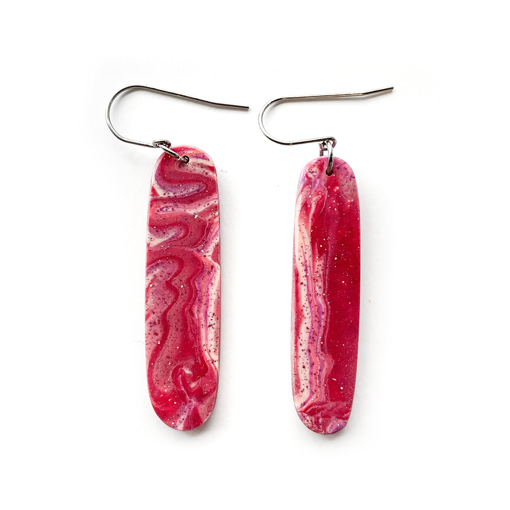 
            
                Load image into Gallery viewer, Cotton Candy Marbled MATTE Handcut Hook Earrings
            
        