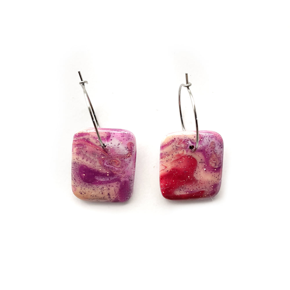 Cotton Candy Marbled GLOSS Square Hoop Earrings