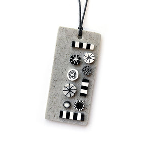 Granite Monochrome Canes Rectangle Pendant