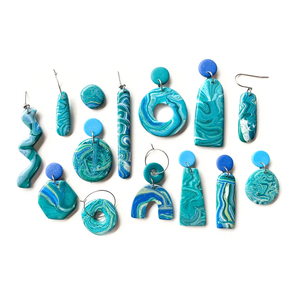 
            
                Load image into Gallery viewer, Marbled Ocean MATTE Mega Donut Earrings
            
        
