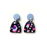 Purple Jade Pink MATTE Half Oval Earrings