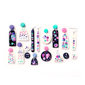 Purple Jade Pink MATTE Half Oval Earrings